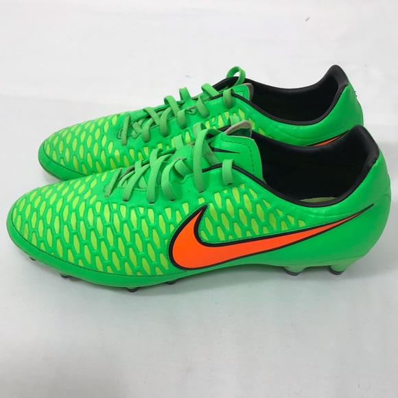 green and orange soccer cleats